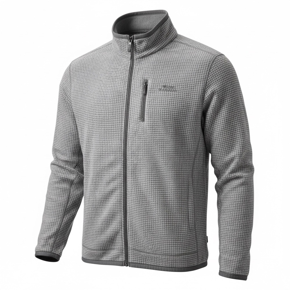 Weird Fish Mens 3XL Steel Grey Macaroni Grid Full Zip‎ Fleece Jacket 19105